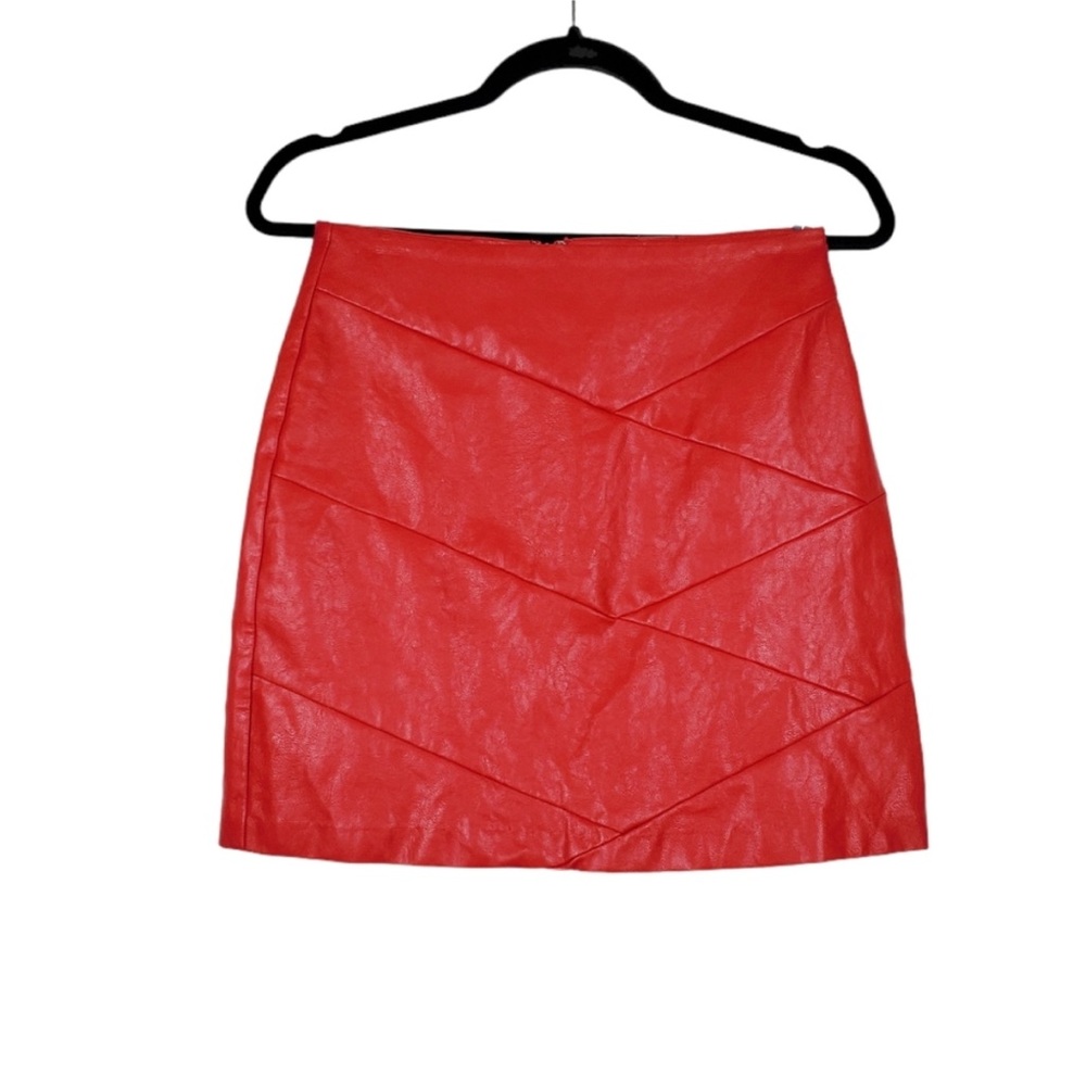 MINK PINK baddie red leather skirt